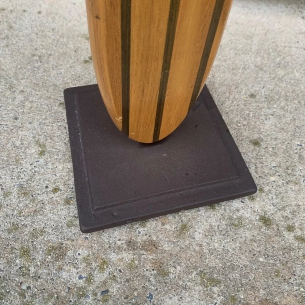 Pacific Coast Lighting Surfboard Pillar Candle Holder Wood Metal Beach Surfer